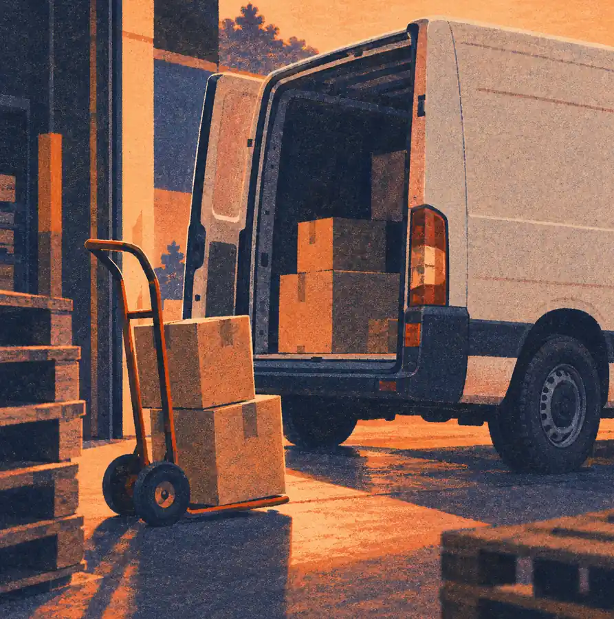 Illustration of logistics businesses equipment and workspace